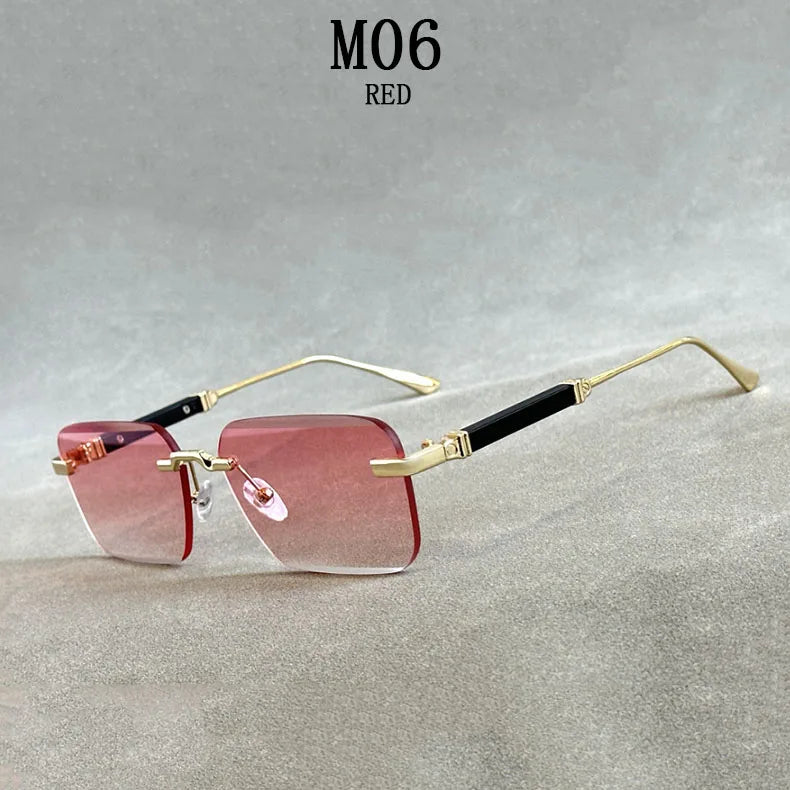 Designer Sunglasses For Men Vintage Rimless Sunglasses Women Trendy Luxury Square Fashion Glasses Vintage Gafas De Sol Hombre