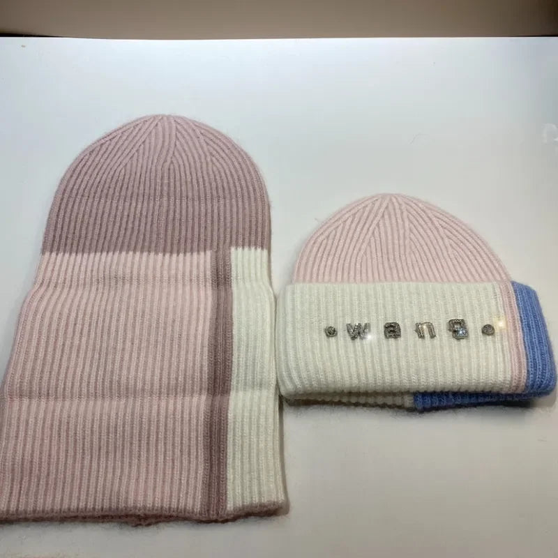 New Color Matching Beanies for Women Rabbit Fur Soft Fluffy