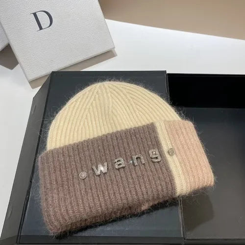 New Color Matching Beanies for Women Rabbit Fur Soft Fluffy