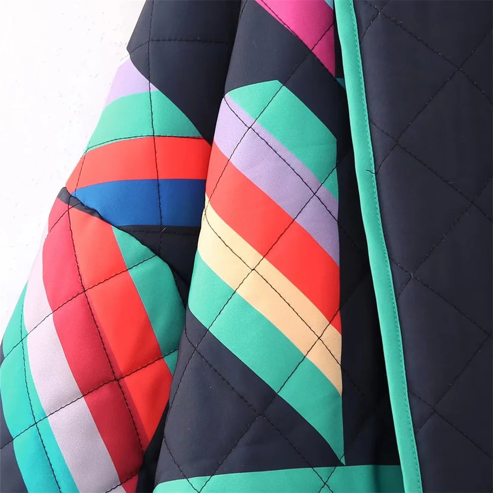 UNIZERA 2023 Autumn/Winter New Product Women's New Fashion and Casual Versatile Polo Collar Cardigan Spliced Cotton Coat