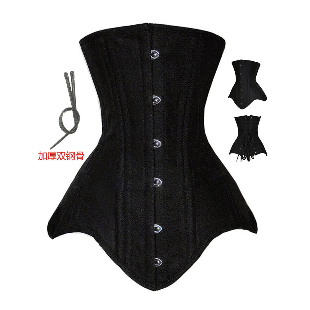 Cotton Double Steel Boned Waist Cincher