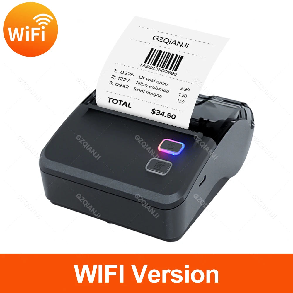 Newest WiFi Bluetooth 3" 80mm Mini Thermal Printer Wireless Portable Receipt Printer Support PC Android iOS Business Home Store