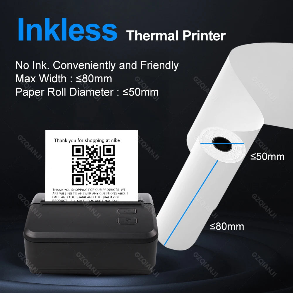 Newest WiFi Bluetooth 3" 80mm Mini Thermal Printer Wireless Portable Receipt Printer Support PC Android iOS Business Home Store