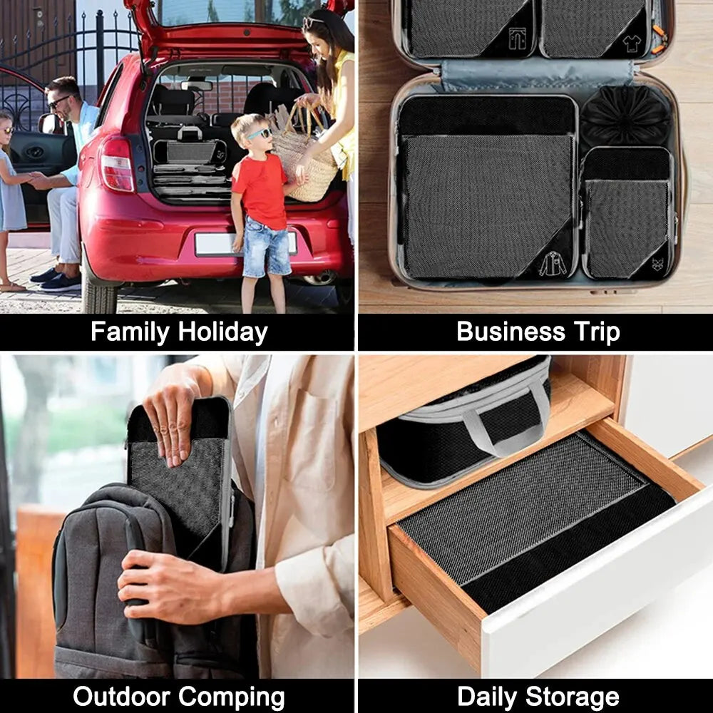 3/6 Pieces Travel Storage Organizer Set With Portable Lightw