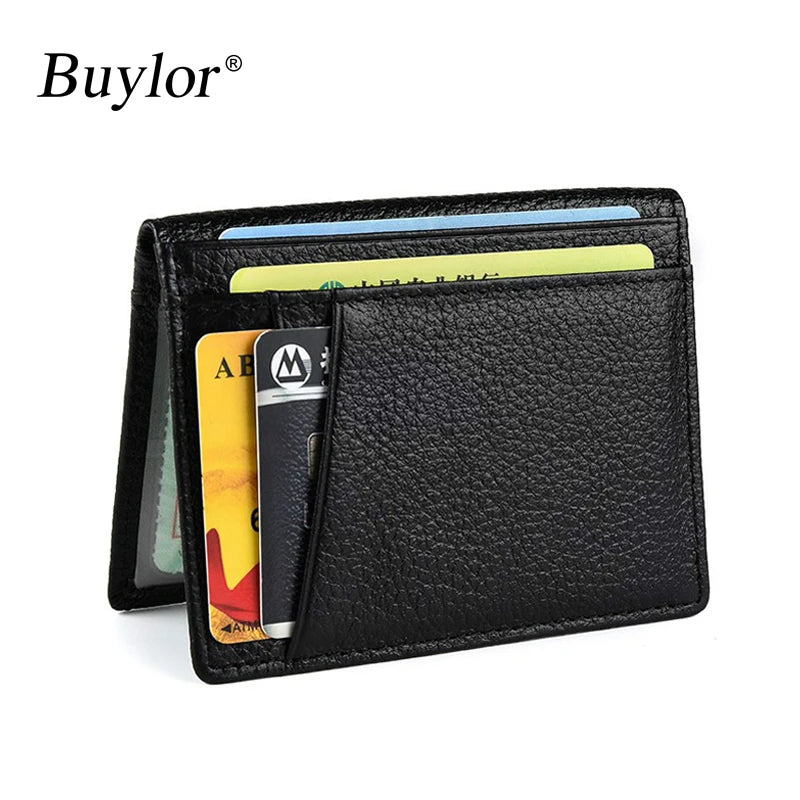 Buylor Men's Wallet Soft Super Slim Wallet Genuine Leather M
