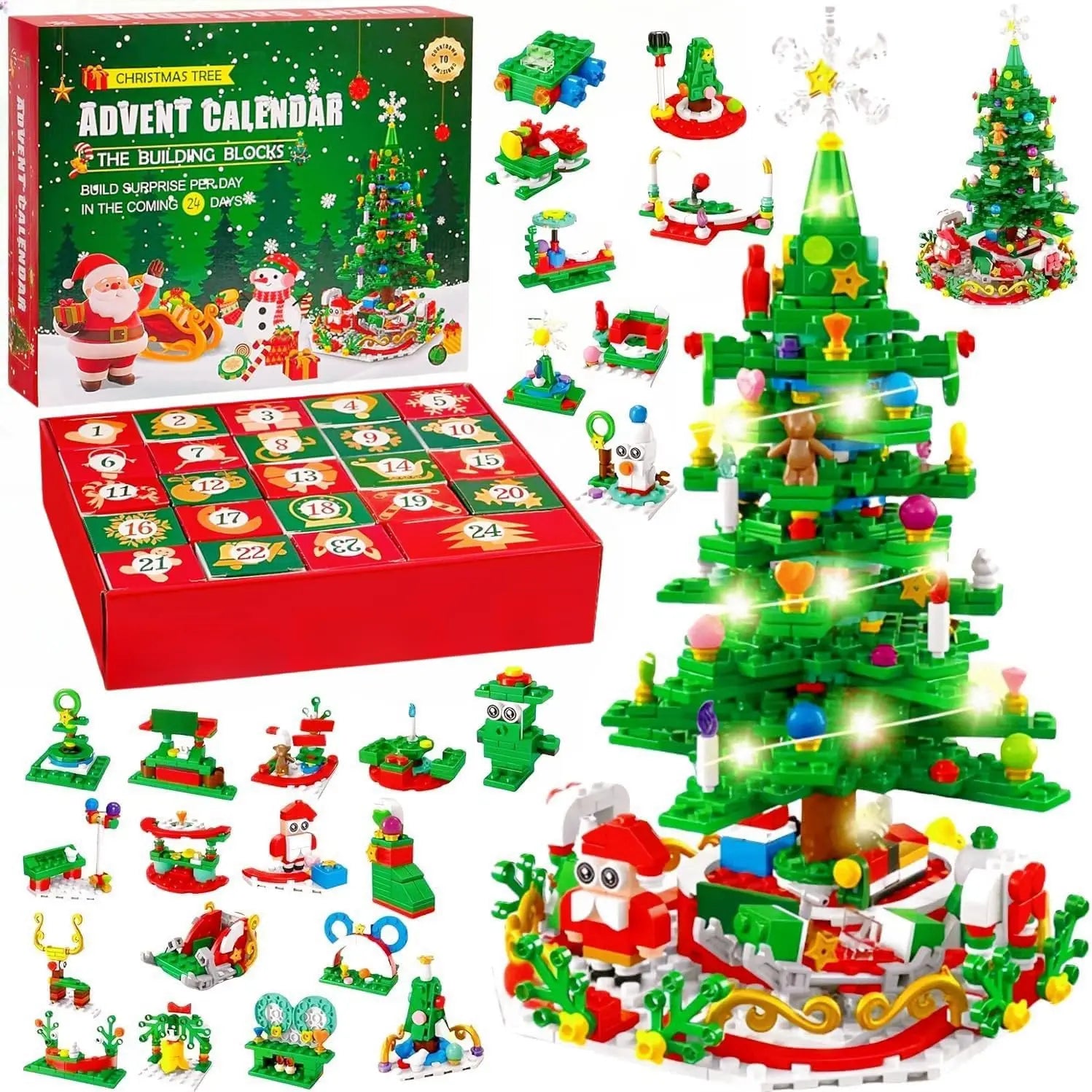 Advent Calendar Christmas Tree Building Set 24 Days Christmas Countdown Calendar Creative Xmas New Year Gifts For Kids Adults