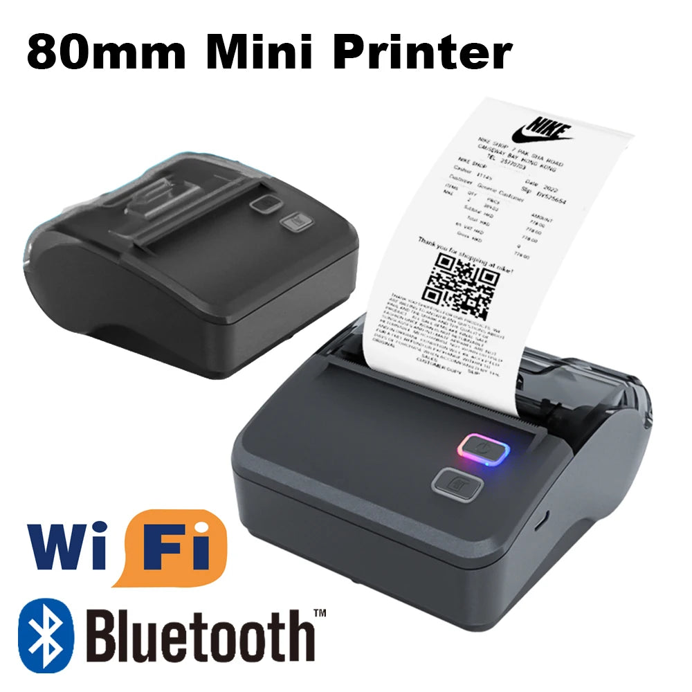 Newest WiFi Bluetooth 3" 80mm Mini Thermal Printer Wireless Portable Receipt Printer Support PC Android iOS Business Home Store