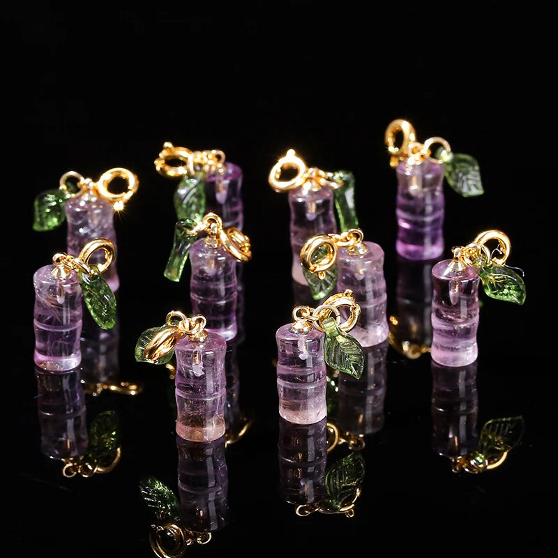 Amethyst Bamboo Carved Pendant