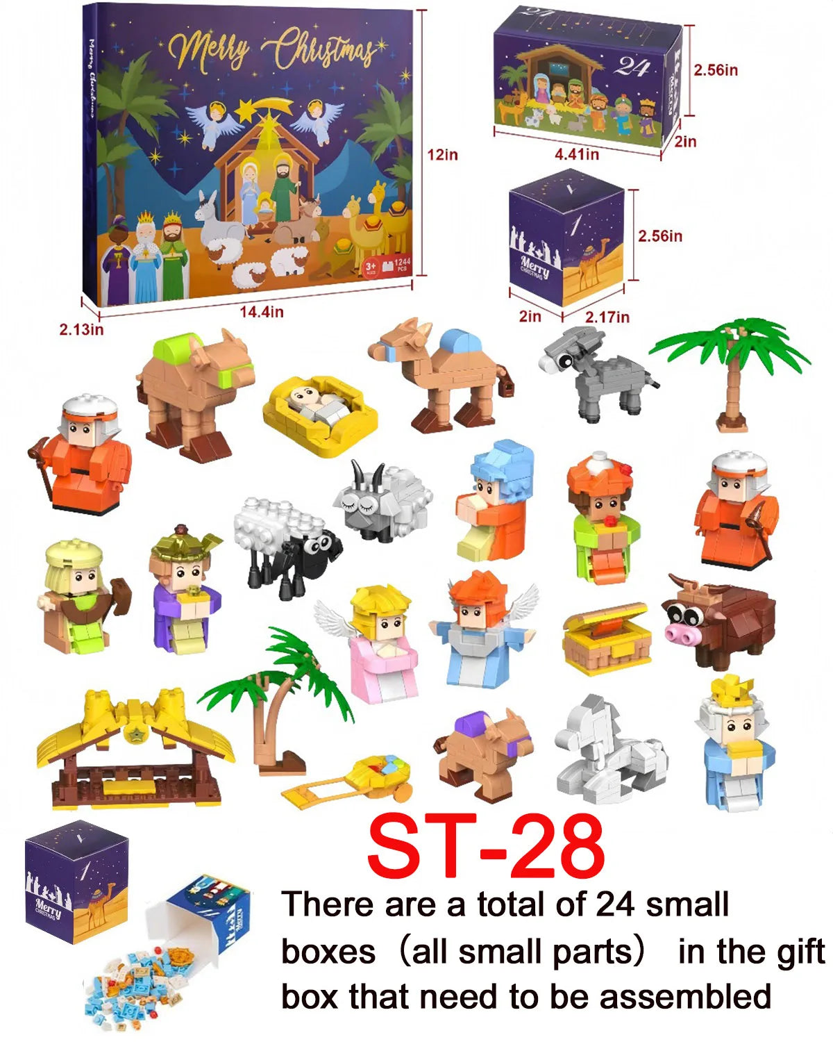 Christmas Advent Calendar Gift Box DIY Christmas Train Jesus Bricks Toys 24Days Countdown Calendar Box Surprise Christmas Gift