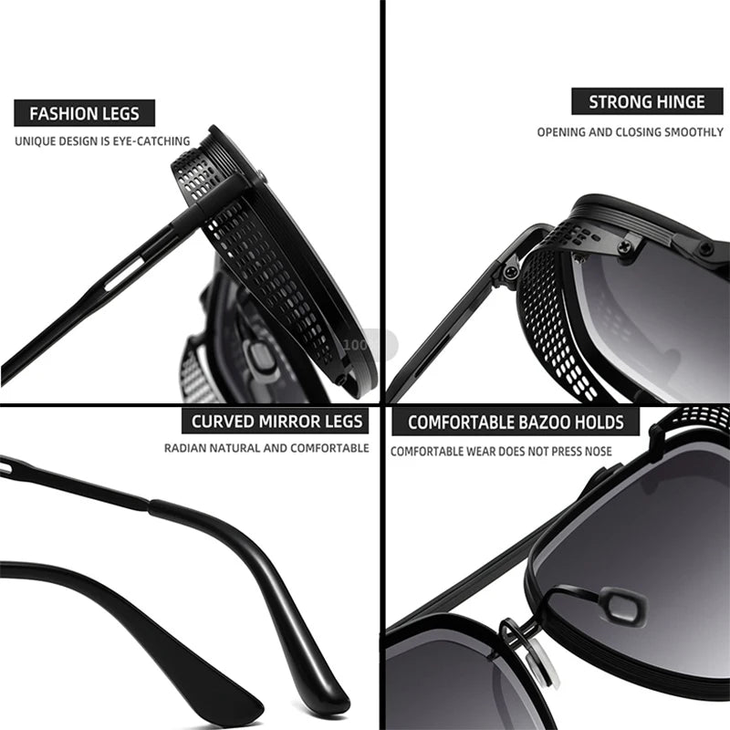 Vintage Steampunk Sunglasses Men Punk Oversized  Sunglasses Women Trendy Retro Square Gafas De Sol Hombre Lunette Soleil Femme