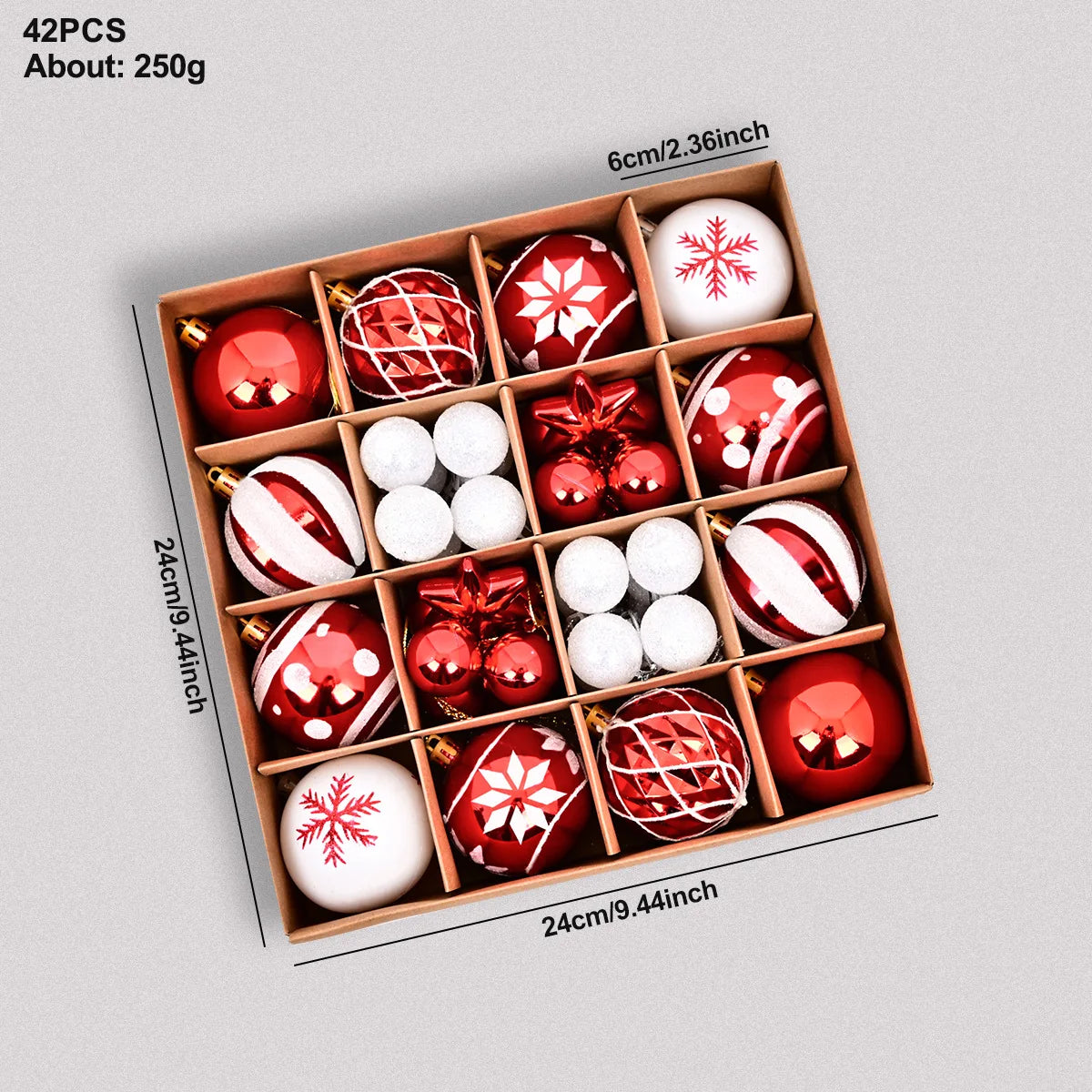 44pcs Christmas Baubles Set – Painted & Electroplated