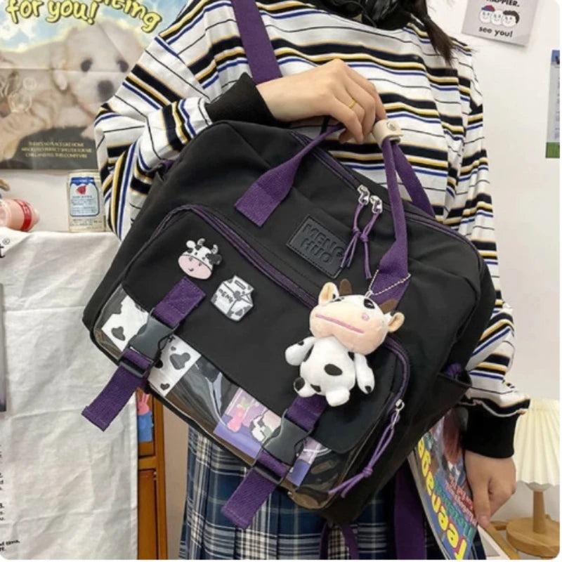 3Ways Japanese Style Kawaii Backpack Girls Transparent Pocke