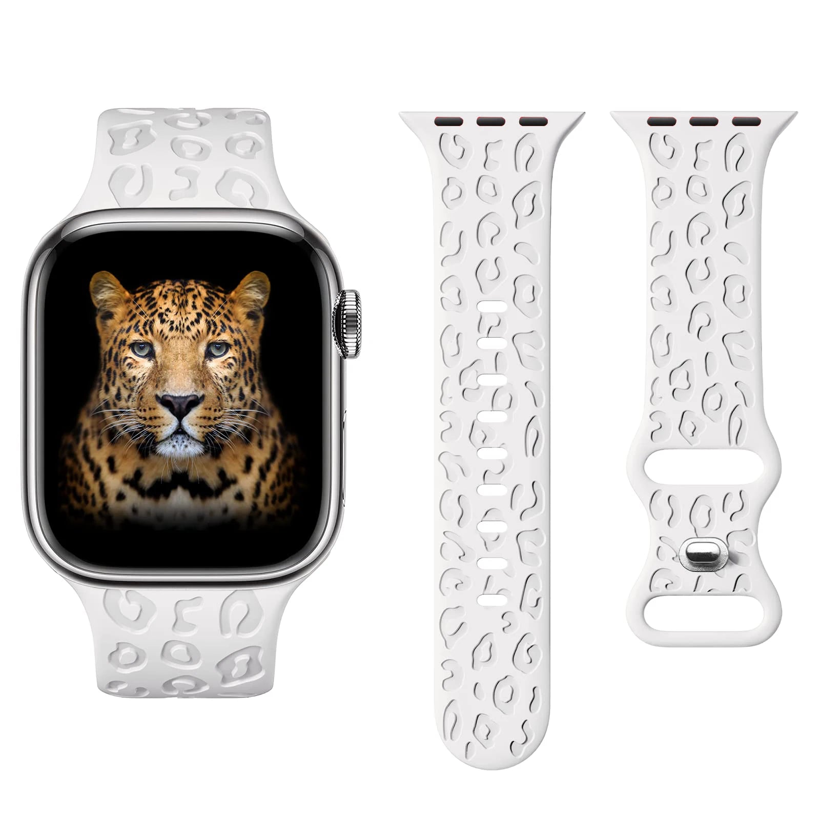 Leopard Engraved Silicone Apple Watch Strap