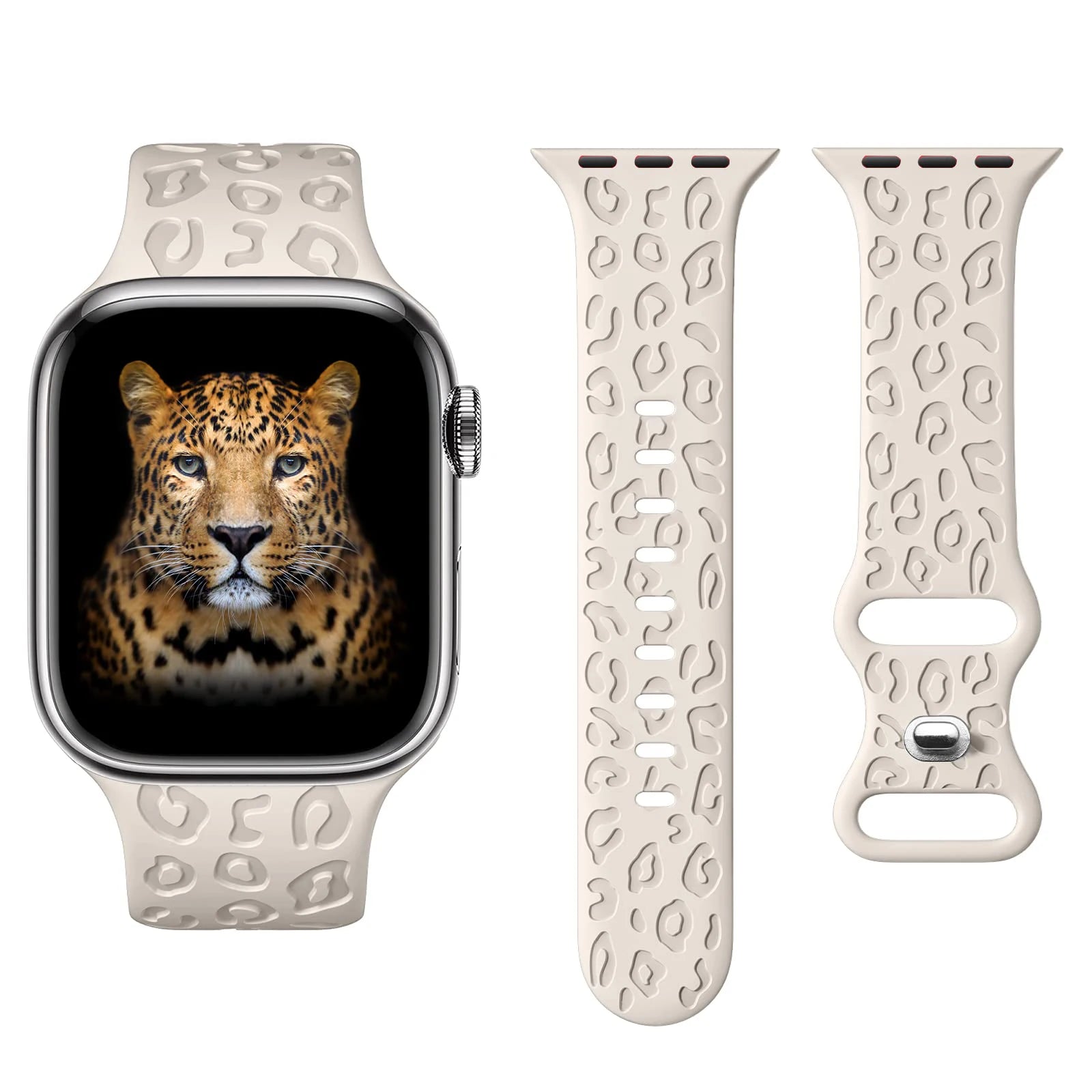 Leopard Engraved Silicone Apple Watch Strap