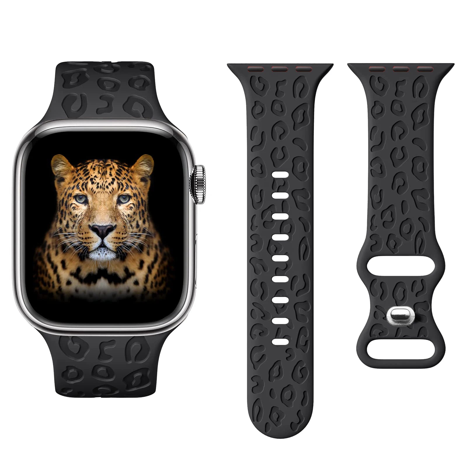 Leopard Engraved Silicone Apple Watch Strap