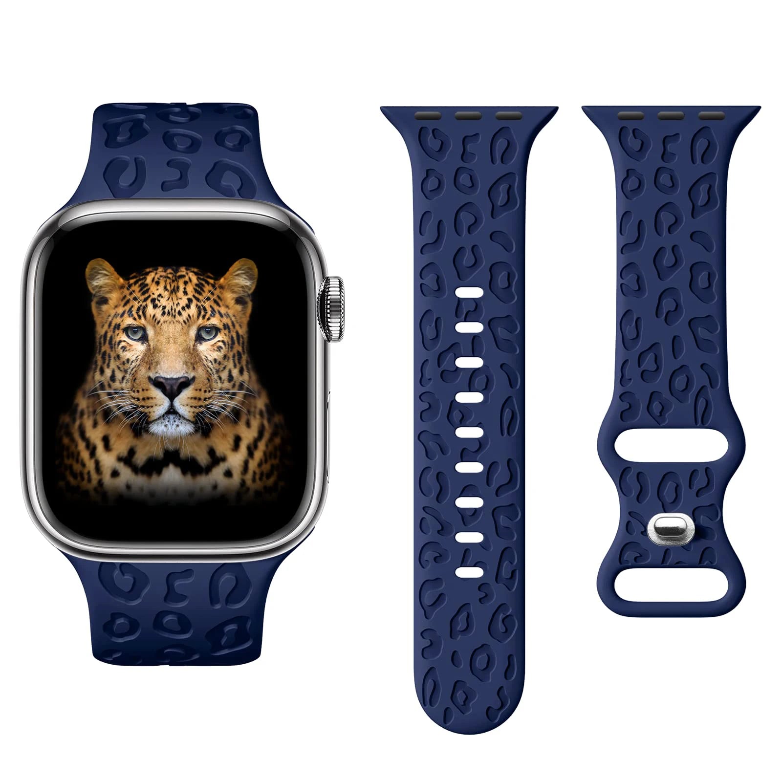 Leopard Engraved Silicone Apple Watch Strap