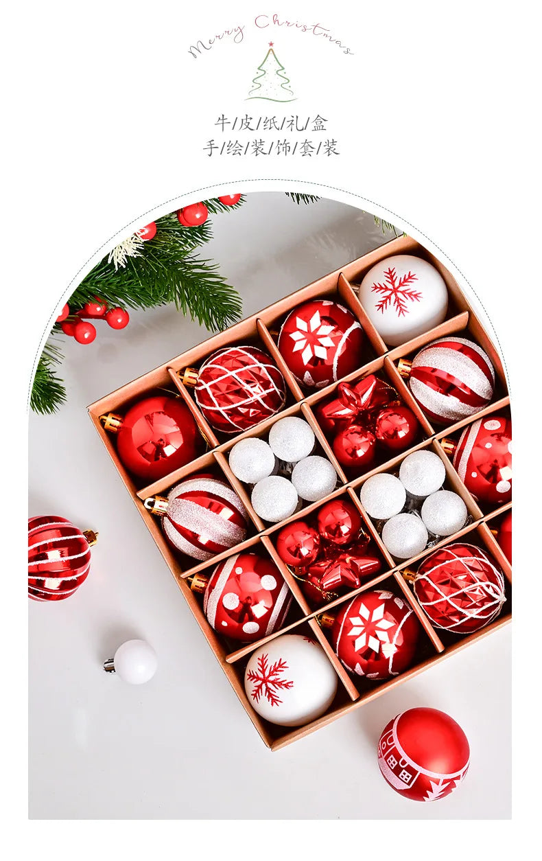44pcs Christmas Baubles Set – Painted & Electroplated