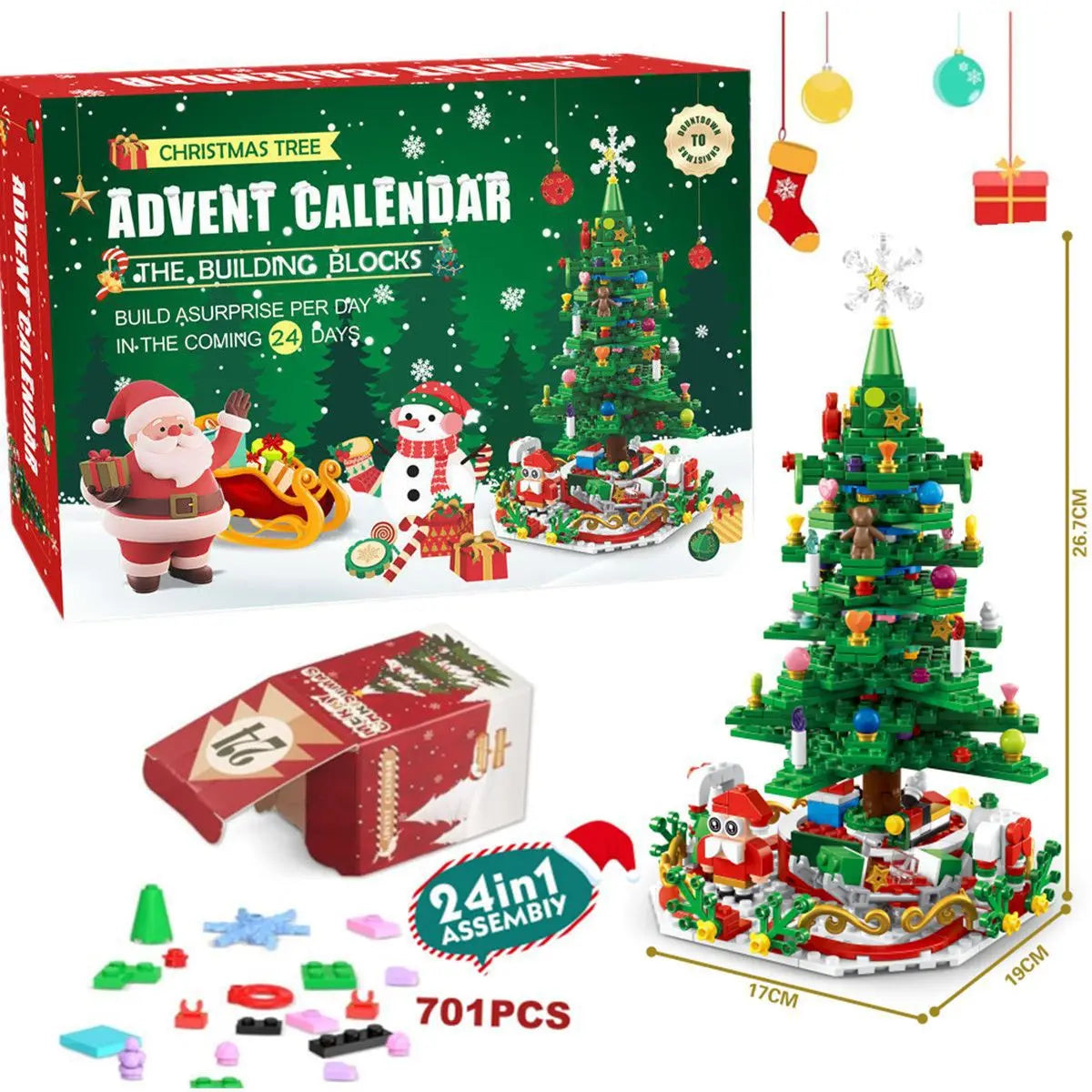 Christmas Advent Calendar Gift Box DIY Christmas Train Jesus Bricks Toys 24Days Countdown Calendar Box Surprise Christmas Gift