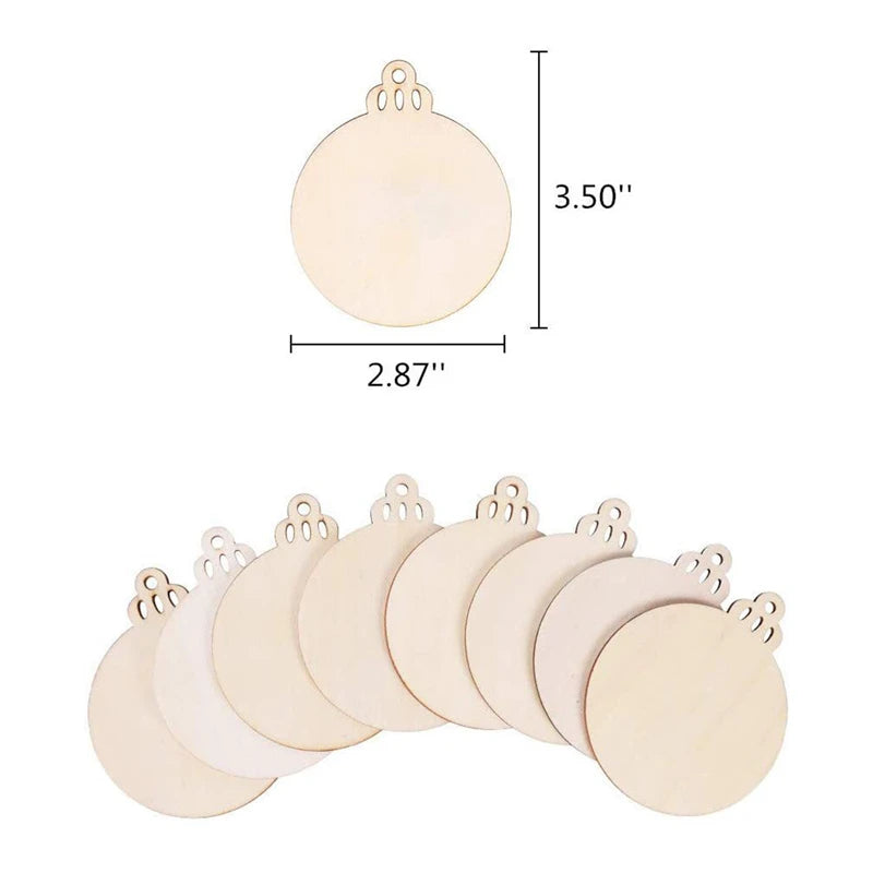 10pcs Wooden Christmas Baubles Tags