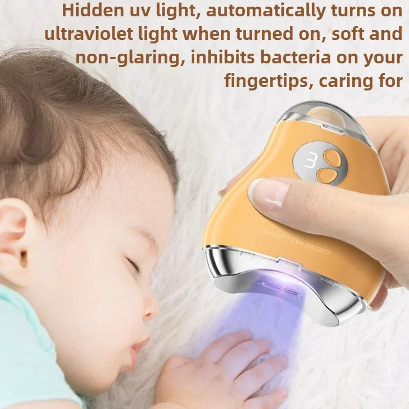 4 Colors Electric Nail Clipper with LED Light 3 Gears Double-Headed Cute Mango Shape Trimmer and Polisher Baby Toes Nail Clipper