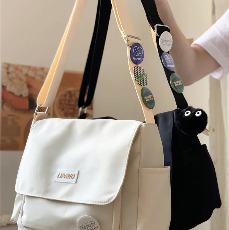 Vintage Canvas Messenger Bag Large Capacity Unisex Shoulder Bag Simple Solid Color Leisure Tote Durable Casual Work Travel Bag