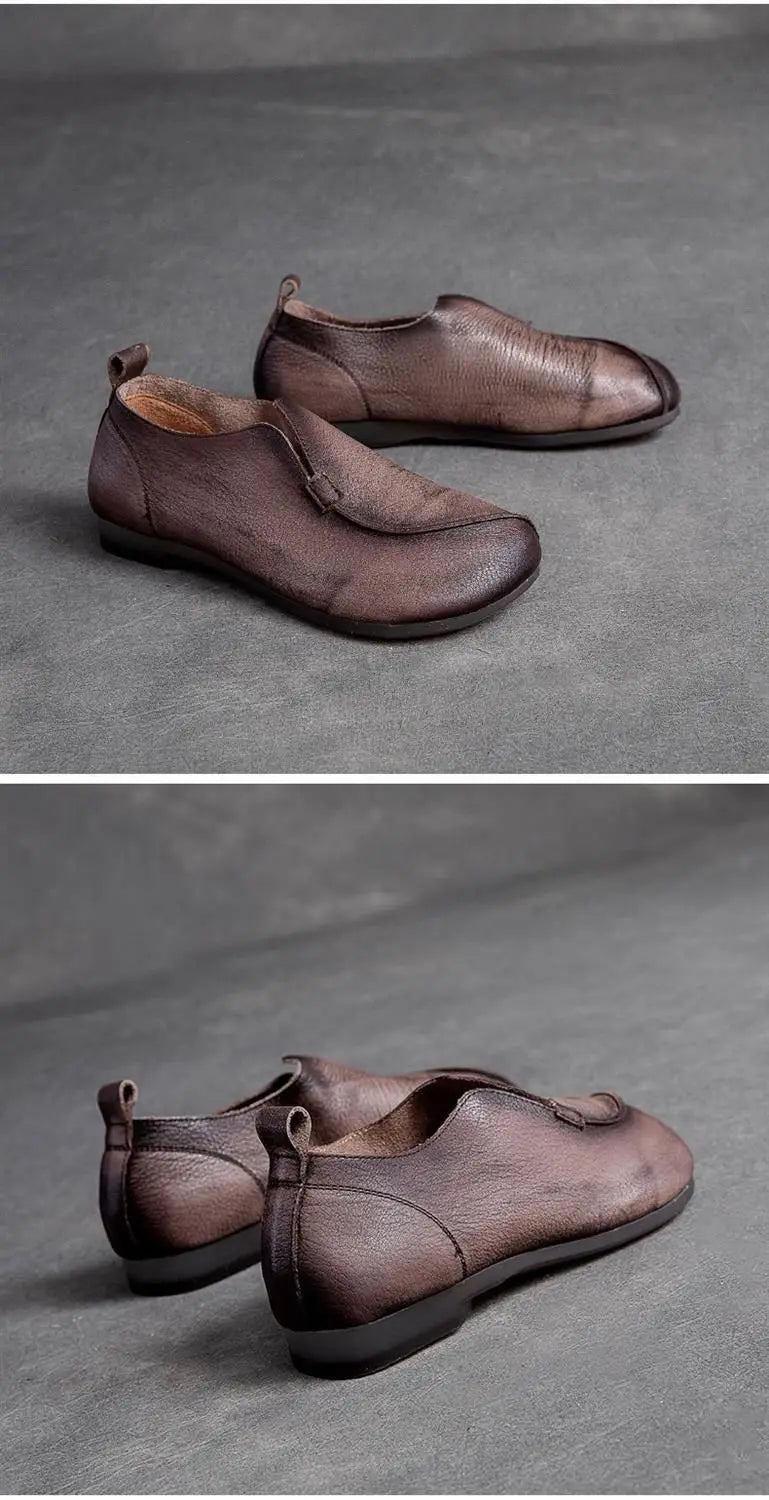 High quality Leather Women Flats Summer Shoes With Slip On C