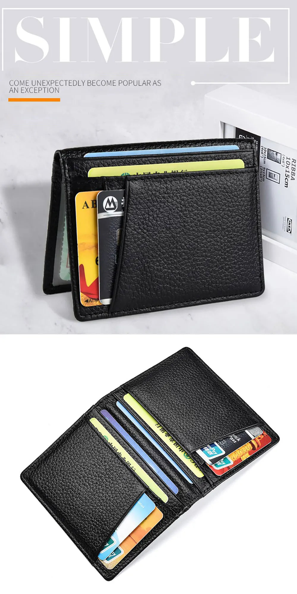Buylor Men's Wallet Soft Super Slim Wallet Genuine Leather M