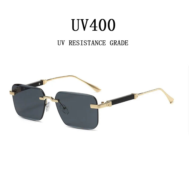 Designer Sunglasses For Men Vintage Rimless Sunglasses Women Trendy Luxury Square Fashion Glasses Vintage Gafas De Sol Hombre