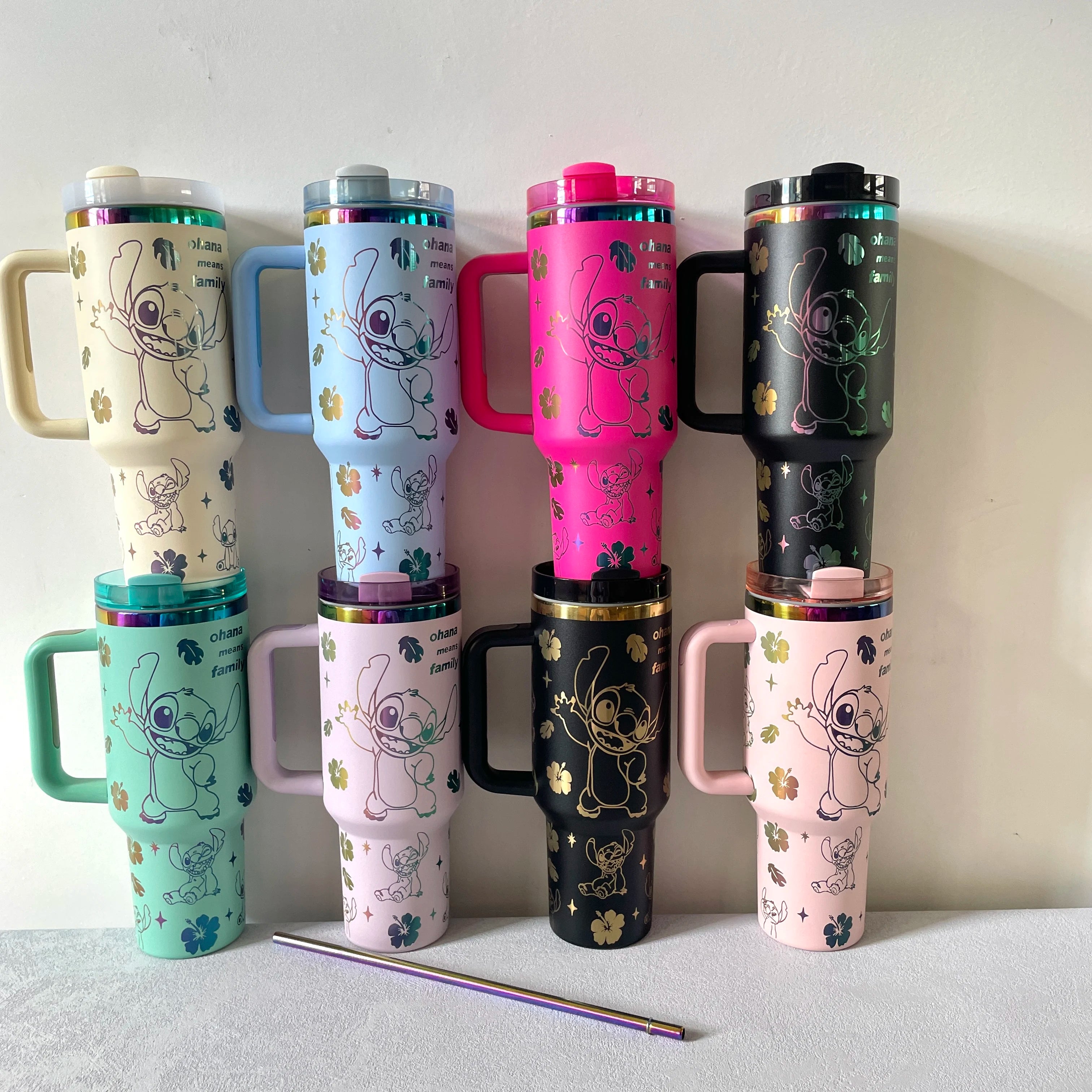 Thermal Coffee Stitch Cup with Straw Stainless Steel Vacuum