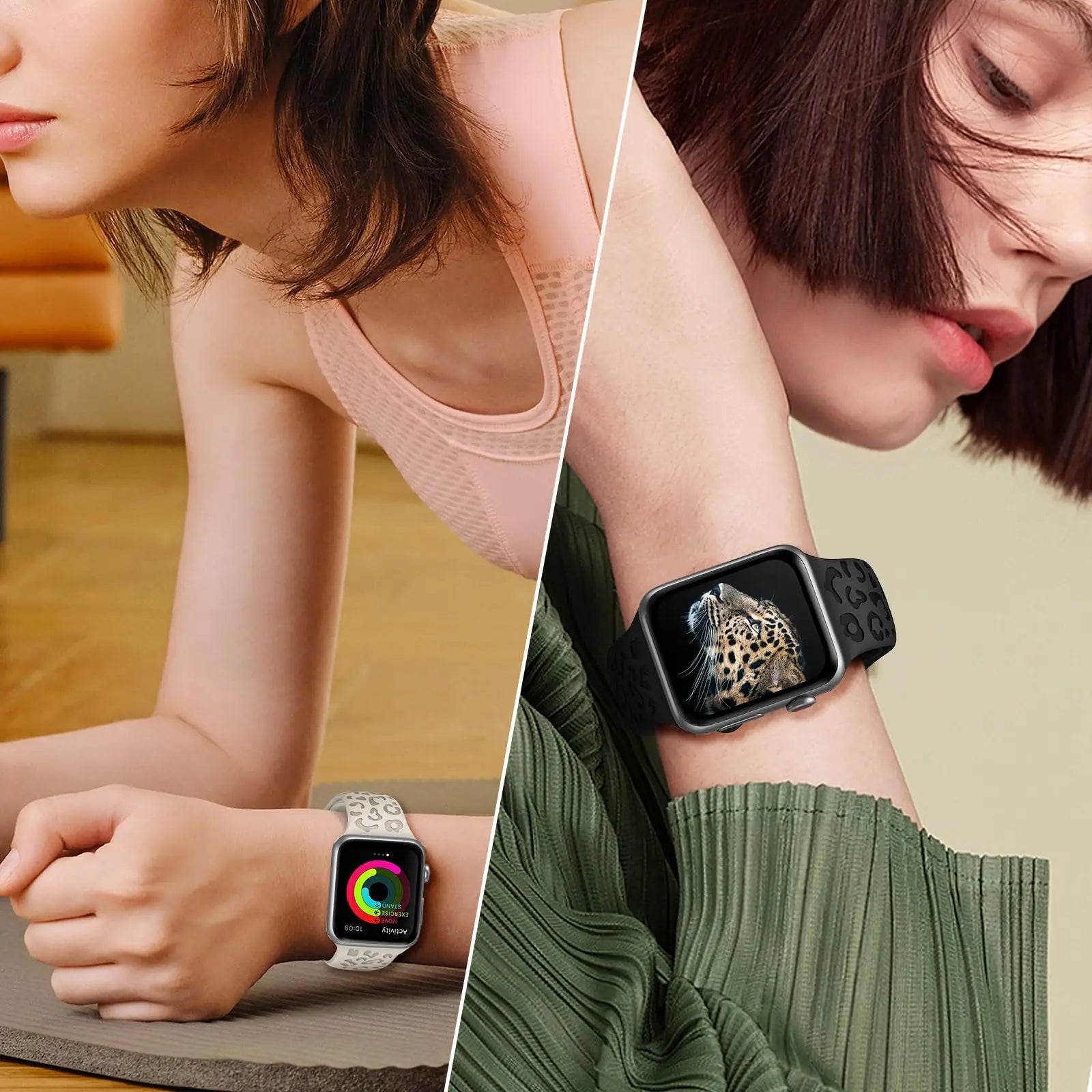 Leopard Engraved Silicone Apple Watch Strap