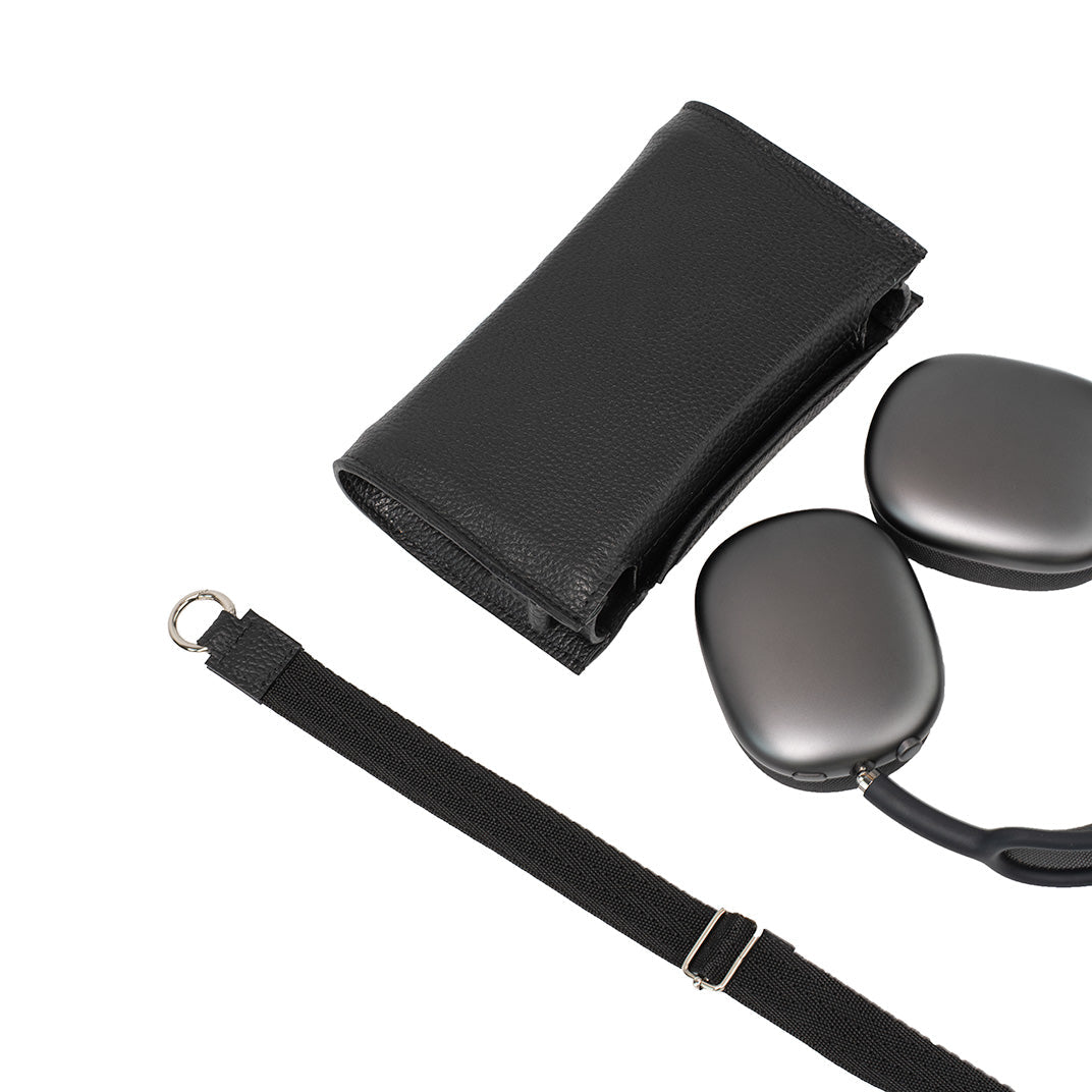Leather Case with Adjustable Fabric Strap for AirPods Max (B