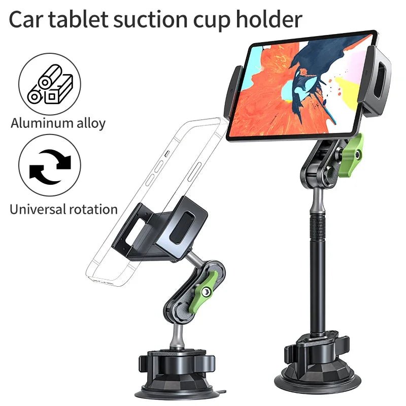 Aluminum Alloy Car Tablet Support 360° Rotation Adjustable Stand with Suction Cup Mount for 4 - 12.9 Inch Tablets Mobile Phones - Jasmind Stores