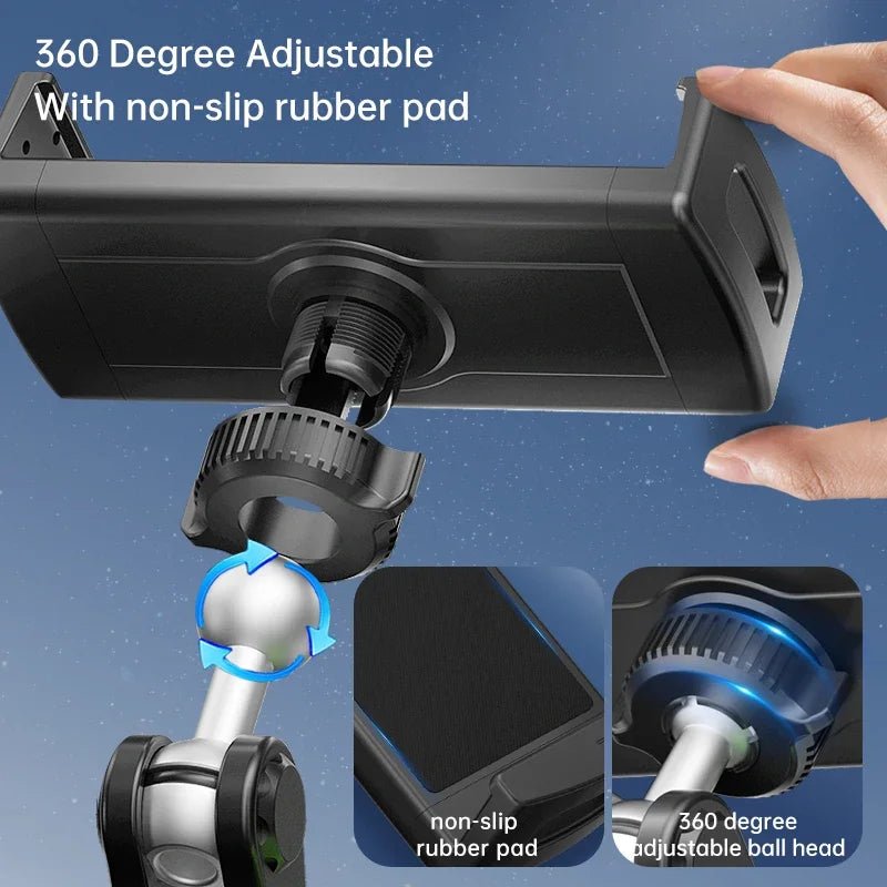 Aluminum Alloy Car Tablet Support 360° Rotation Adjustable Stand with Suction Cup Mount for 4 - 12.9 Inch Tablets Mobile Phones - Jasmind Stores
