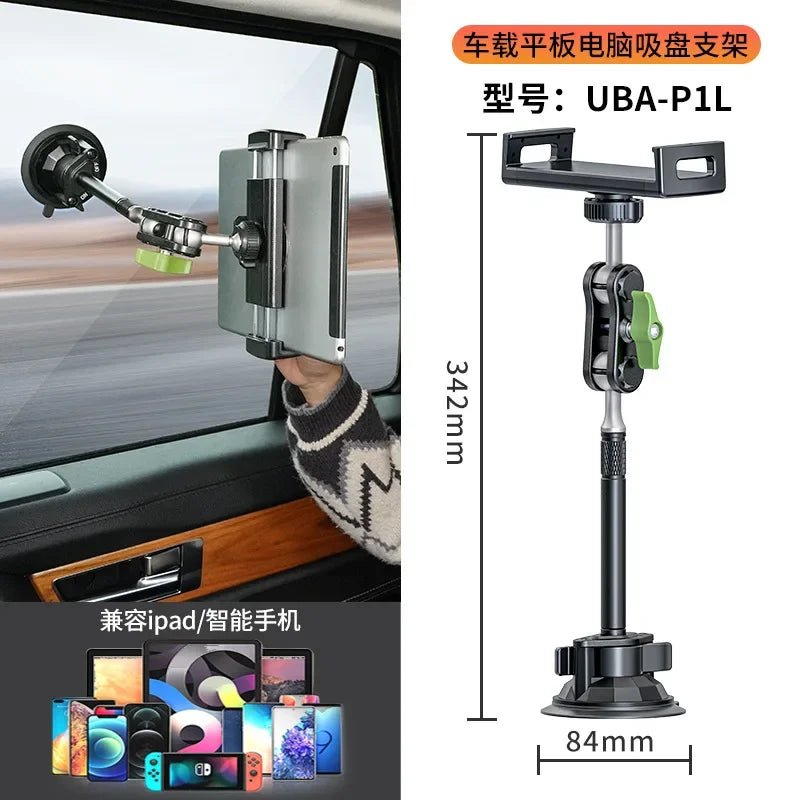 Aluminum Alloy Car Tablet Support 360° Rotation Adjustable Stand with Suction Cup Mount for 4 - 12.9 Inch Tablets Mobile Phones - Jasmind Stores