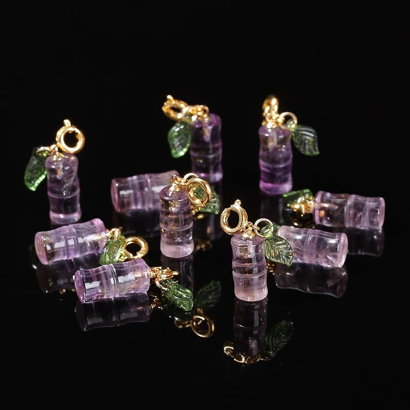 Amethyst Bamboo Carved Pendant - Jasmind Stores