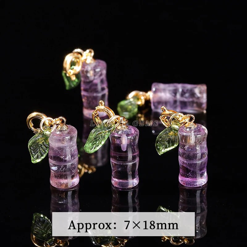 Amethyst Bamboo Carved Pendant - Jasmind Stores