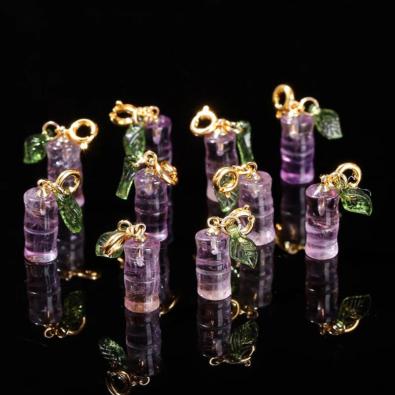 Amethyst Bamboo Carved Pendant - Jasmind Stores