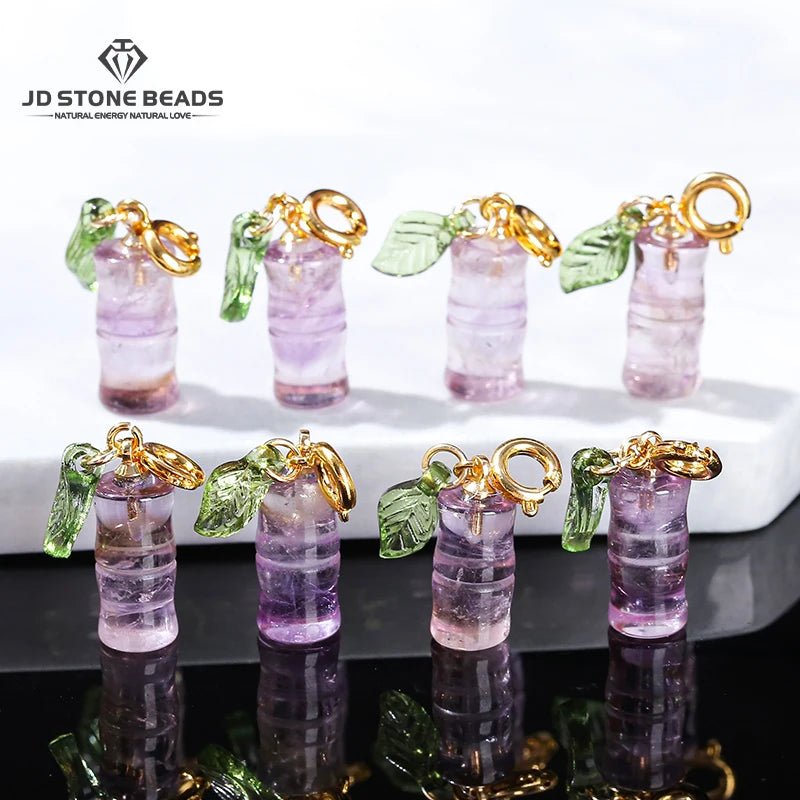 Amethyst Bamboo Carved Pendant - Jasmind Stores