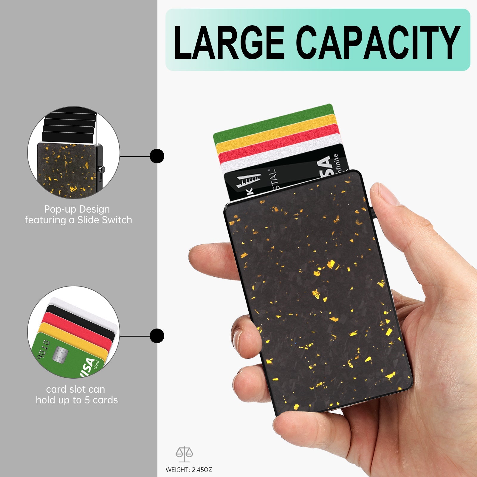 TOYFID Best Pop Up RFID Mens Wallet forged Carbon Fiber Mini