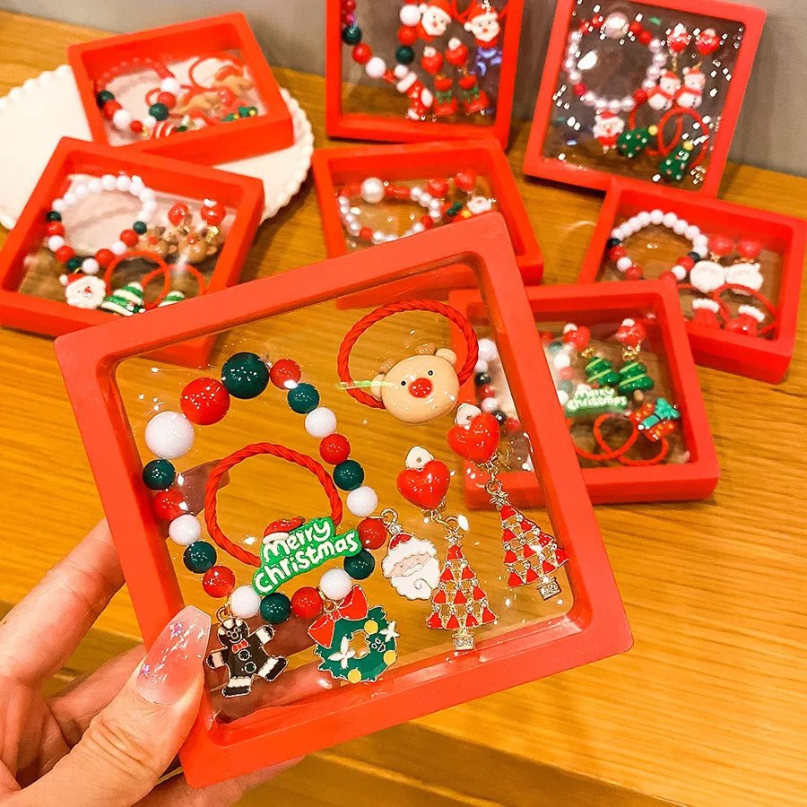 Children's Christmas Gift Jewelry Set: Colorful Bracelet, Versatile Ring & Headrope– Ideal Festive Xmas Present for Boys & Girls - Jasmind Stores