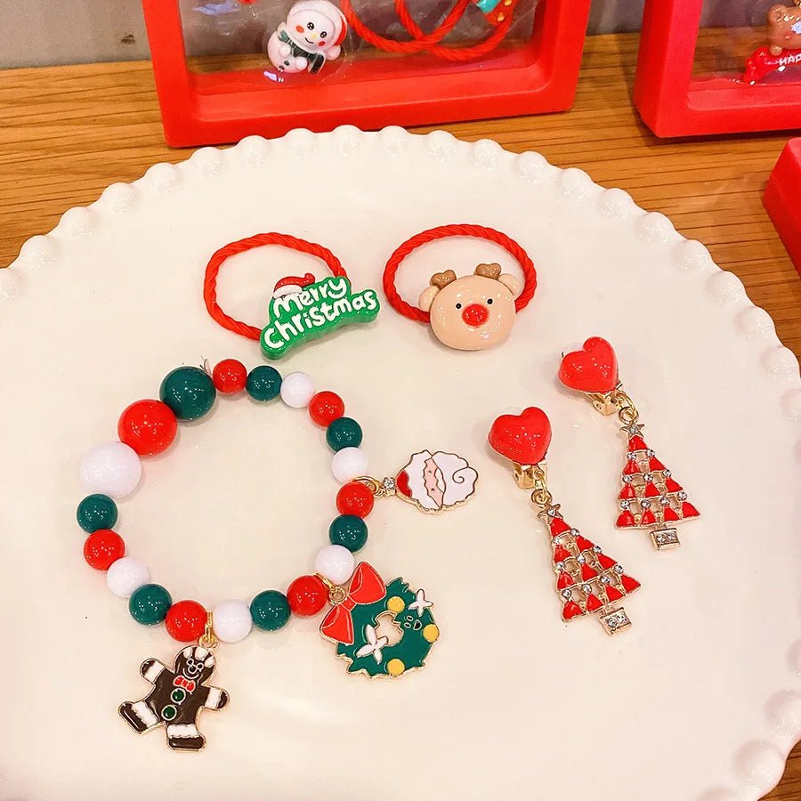 Children's Christmas Gift Jewelry Set: Colorful Bracelet, Versatile Ring & Headrope– Ideal Festive Xmas Present for Boys & Girls - Jasmind Stores