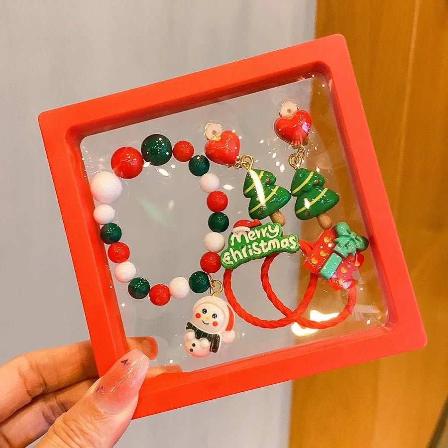 Children's Christmas Gift Jewelry Set: Colorful Bracelet, Versatile Ring & Headrope– Ideal Festive Xmas Present for Boys & Girls - Jasmind Stores