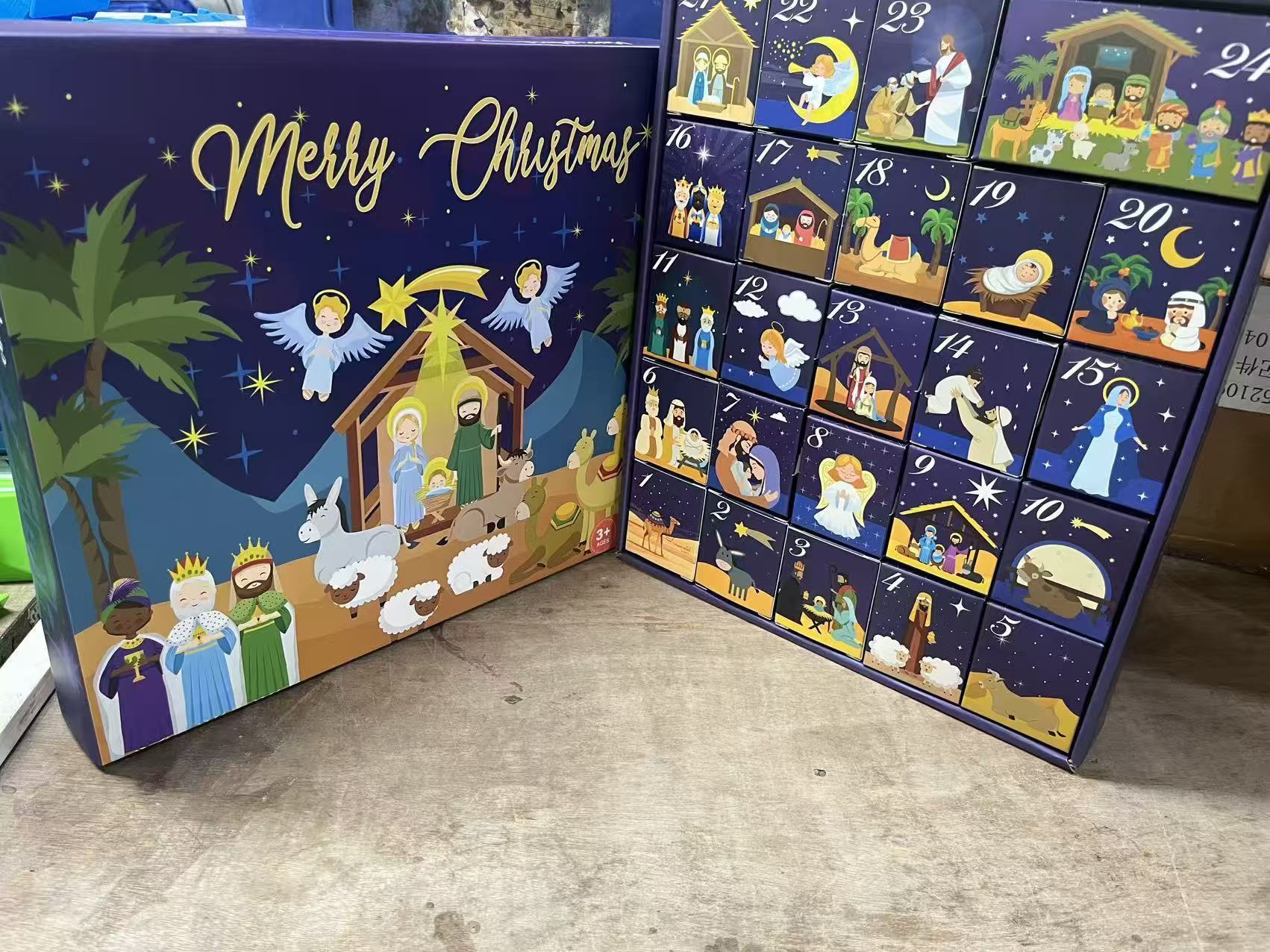 Christmas Advent Calendar Gift Box DIY Christmas Train Jesus Bricks Toys 24Days Countdown Calendar Box Surprise Christmas Gift - Jasmind Stores