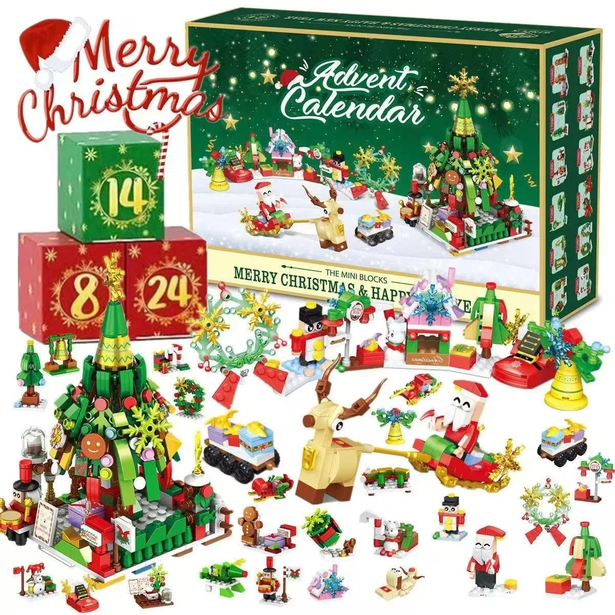 Christmas Advent Calendar Gift Box DIY Christmas Train Jesus Bricks Toys 24Days Countdown Calendar Box Surprise Christmas Gift - Jasmind Stores