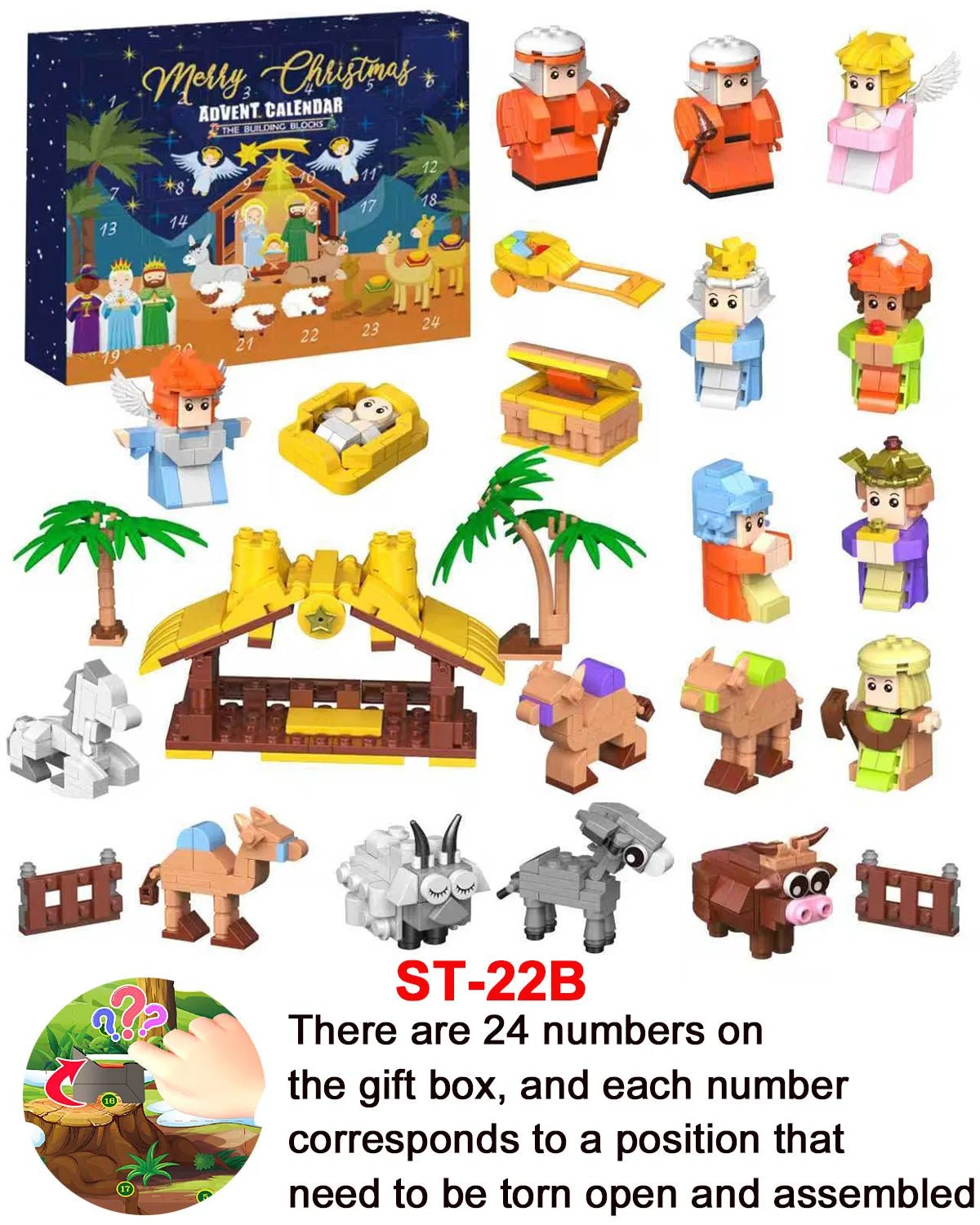 Christmas Advent Calendar Gift Box DIY Christmas Train Jesus Bricks Toys 24Days Countdown Calendar Box Surprise Christmas Gift - Jasmind Stores