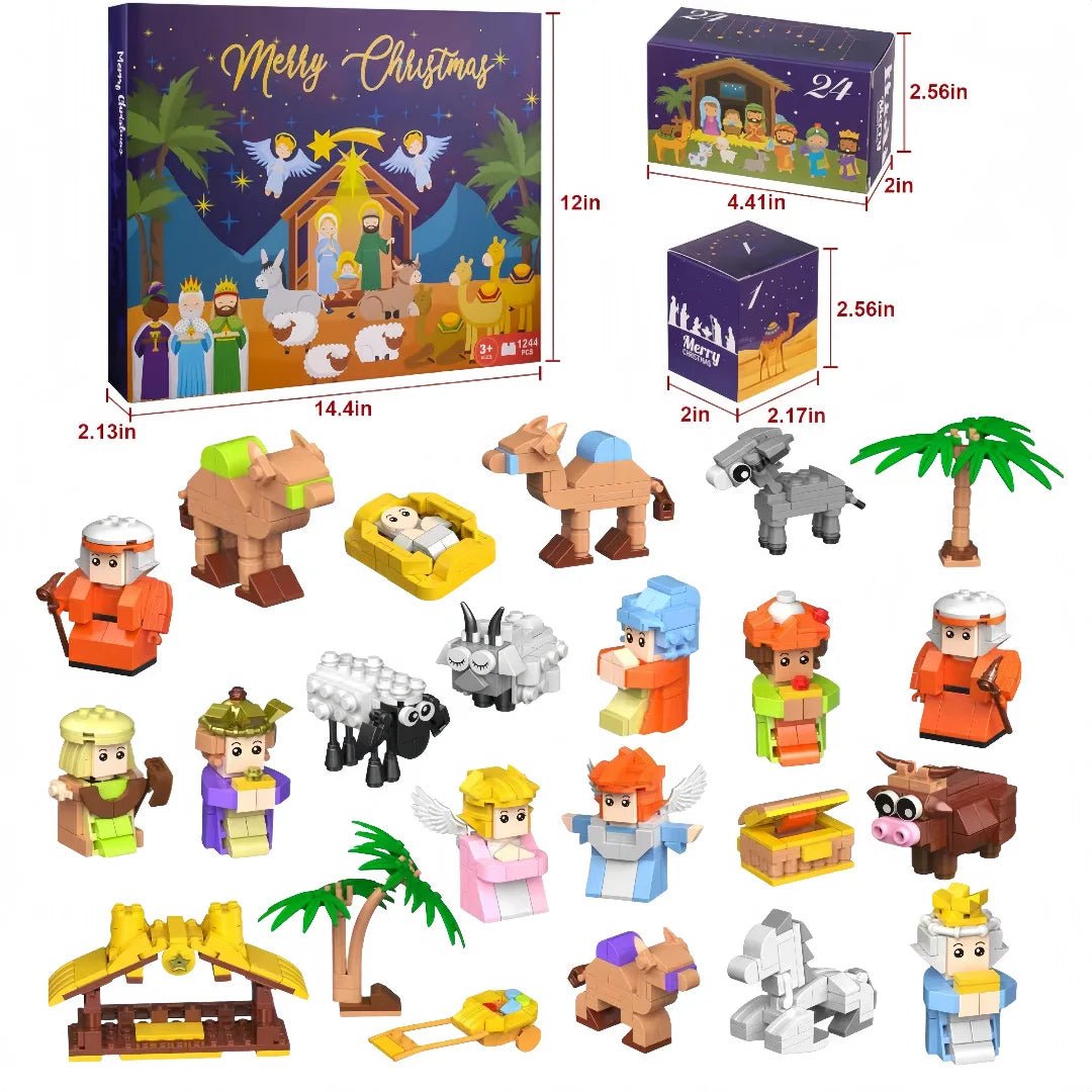 Christmas Advent Calendar Gift Box DIY Christmas Train Jesus Bricks Toys 24Days Countdown Calendar Box Surprise Christmas Gift - Jasmind Stores