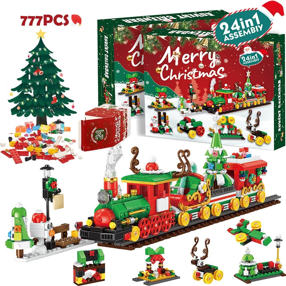 Christmas Advent Calendar Gift Box DIY Christmas Train Jesus Bricks Toys 24Days Countdown Calendar Box Surprise Christmas Gift - Jasmind Stores