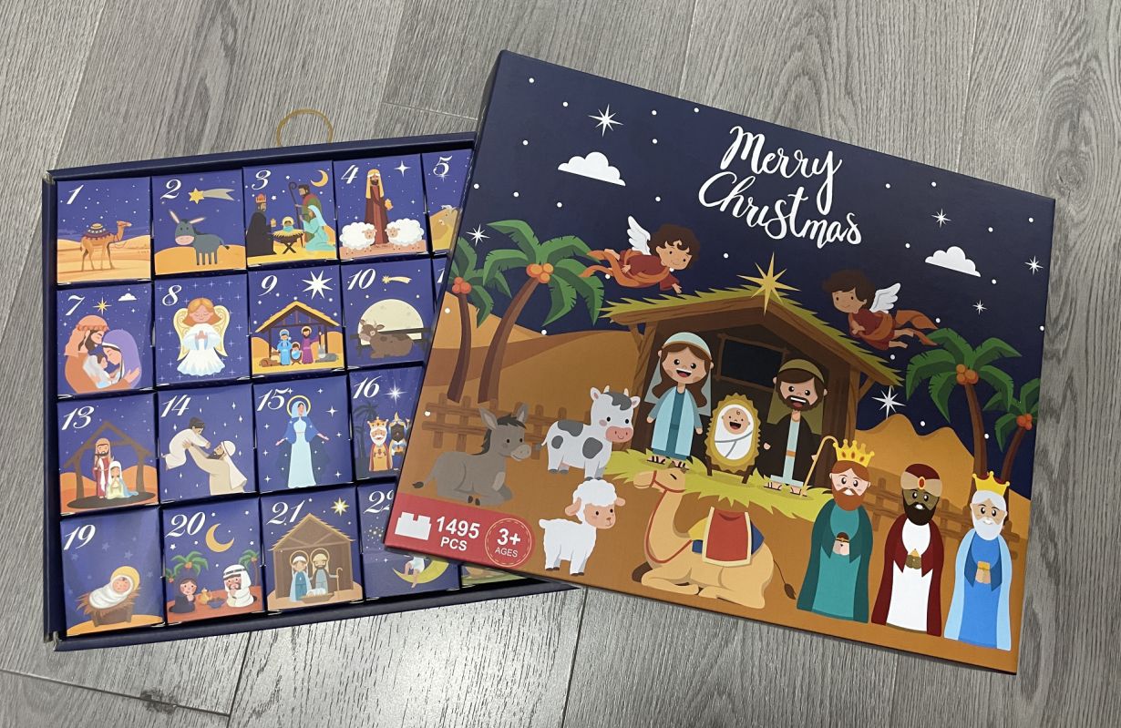 Christmas Advent Calendar Gift Box DIY Christmas Train Jesus Bricks Toys 24Days Countdown Calendar Box Surprise Christmas Gift - Jasmind Stores