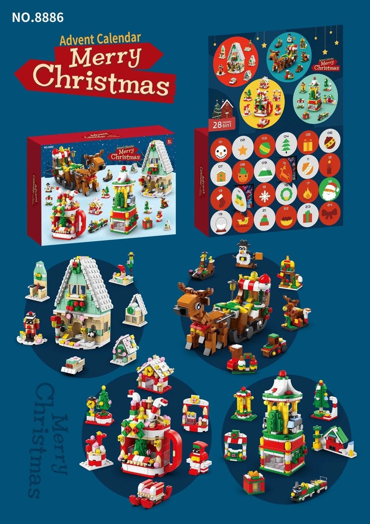 Christmas Advent Calendar Gift Box DIY Christmas Train Jesus Bricks Toys 24Days Countdown Calendar Box Surprise Christmas Gift - Jasmind Stores