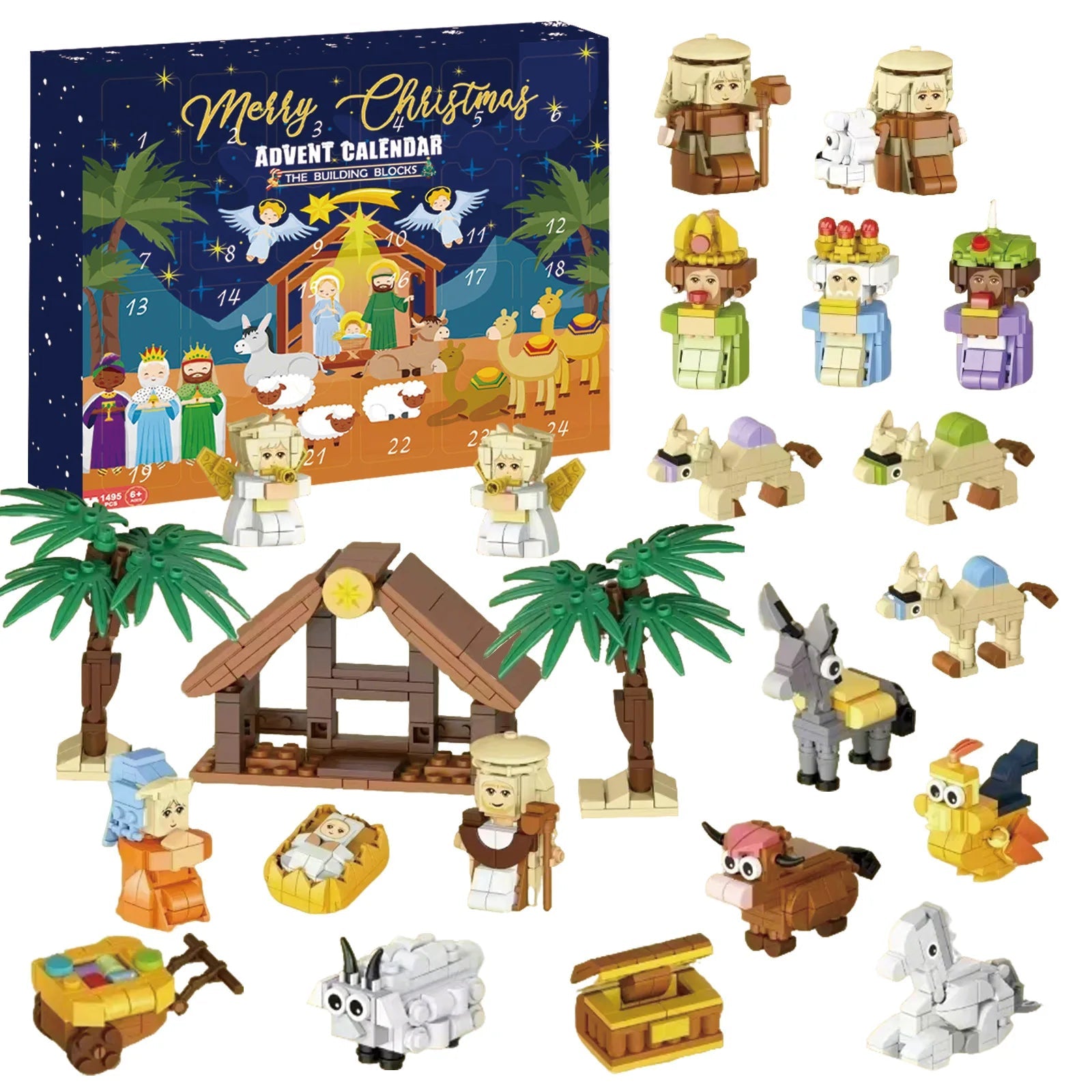 Christmas Advent Calendar Gift Box DIY Christmas Train Jesus Bricks Toys 24Days Countdown Calendar Box Surprise Christmas Gift - Jasmind Stores